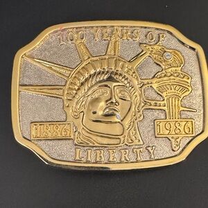 Vintage statue of Liberty 100 years Commemorative Gold-Tone Belt Buckle